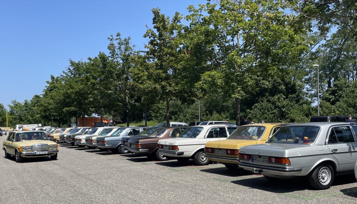 Klassische Mercedes-Benz der Baureihe 123 bei einem Vereinstreffen